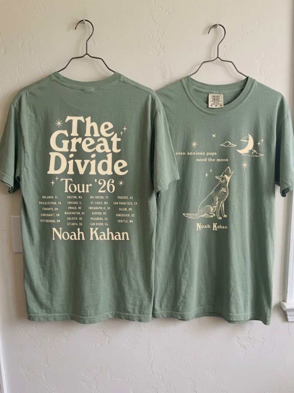 Noah Kahan The Great Divide Tour 2026 North America Orbiter Howling Pup T-Shirt